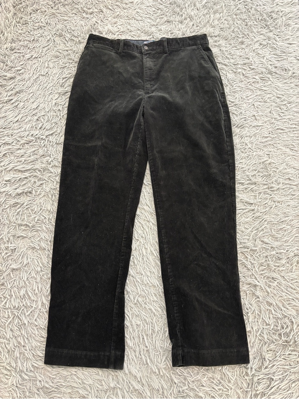 Polo Ralph Lauren Men Black Corduroy Pants Size 34 Straight Leg Retro Preppy VTG